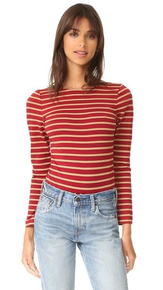 Laveer Striped Long Sleeve Scoop Bodysuit