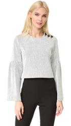 Tibi Bell Sleeve Ribbed Knit Top