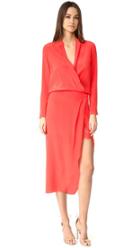 Michelle Mason Long Sleeve Wrap Dress With Lace Slip
