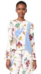 Diane Von Furstenberg Long Sleeve Side Slit Blouse