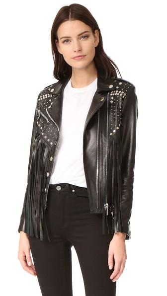 Nour Hammour Whiskey Classic Fringe Motorcycle Jacket