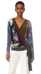 Diane Von Furstenberg Long Sleeve Crossover Blouse