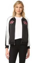 Cupcakes And Cashmere Daffodil Satin Embroidered Bomber