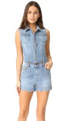 Red Valentino Denim Scalloped Romper