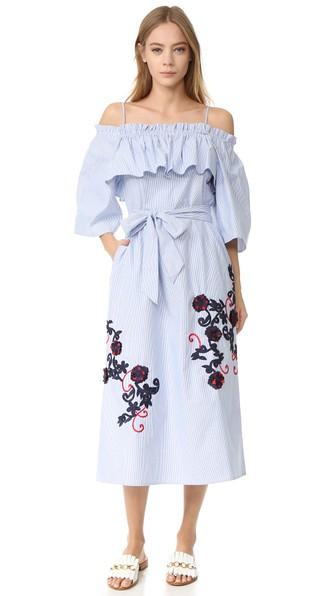 Suno Off Shoulder Flare Dress