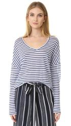 Cupcakes And Cashmere Martin Linen Stripe V Neck