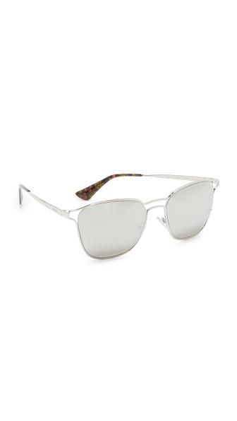 Prada Metal Double Bridge Mirrored Sunglasses