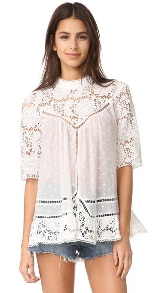 Zimmermann Caravan Embroidered Smock Top