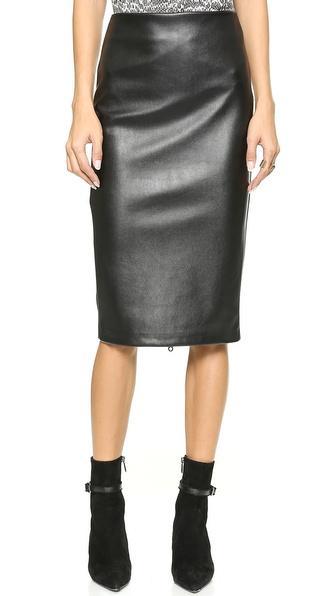 5th & Mercer Faux Leather & Jersey Skirt - Black