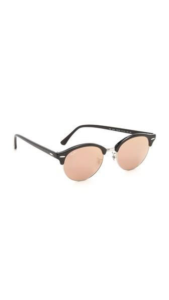 Ray-ban Round Clubmaster Sunglasses - Black/brown Mirror Pink