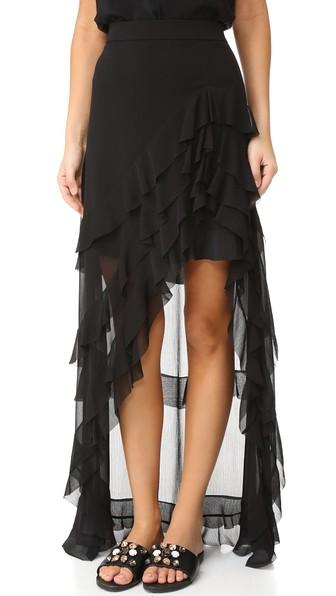 Alice Olivia Lavera Asymmetrical Layered Ruffle Skirt