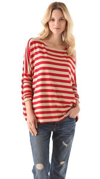Hatch Long Sleeve Tee - Red & Camel Stripe