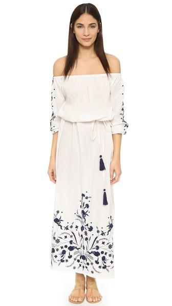 Pampelone Grimaud Maxi Dress - White/blue