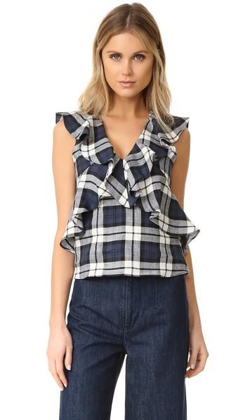 Marissa Webb Margeaux Plaid Top