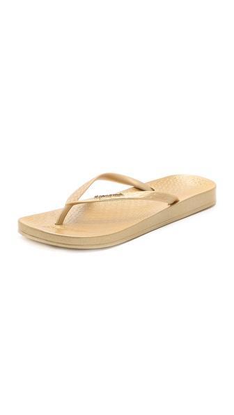Ipanema Ana Tan Metallic Footbed Flip Flops - Gold