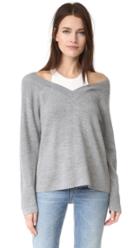 T By Alexander Wang V Neck Sweater With Tank Trim