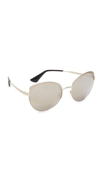 Prada Brow Round Mirrored Sunglasses