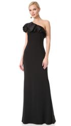 Badgley Mischka Collection One Shoulder Ruffle Gown