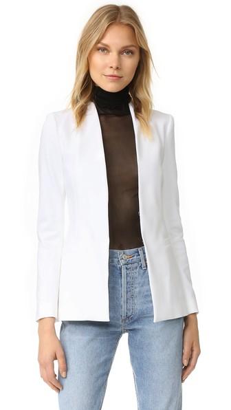Alice Olivia Long Open Front Collarless Blazer