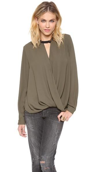 And B Long Sleeve Blouse - Olive