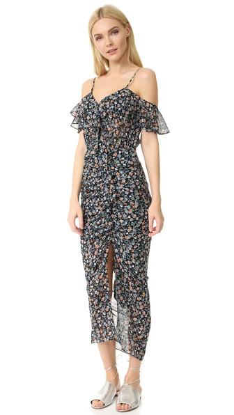 Veronica Beard Marilyn Cold Shoulder Ruffle Dress