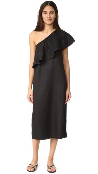 Mara Hoffman Embroidered One Shoulder Dress
