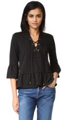 Maven West Lace Up Ruffle Top