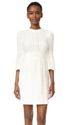 Derek Lam 10 Crosby Embroidered Dress With Puff Shoulders