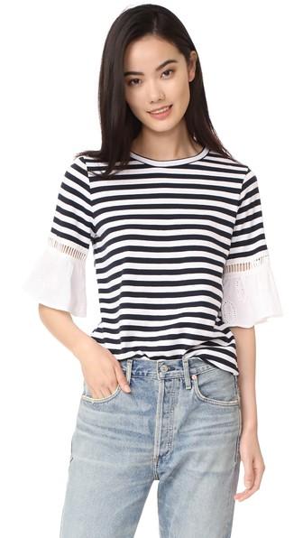 Clu Striped Top With Contrast Ruffles
