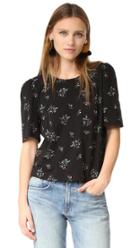 La Vie Rebecca Taylor Short Sleeve Antique Floral Tee