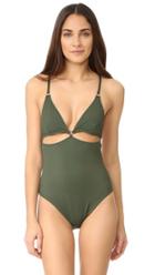 T By Alexander Wang Cutout Triangle Top One Piece Swimsuit