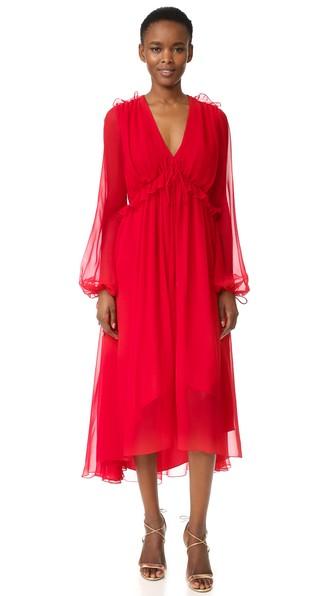 Prabal Gurung Long Sleeve Flounce Dress