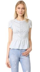 Rebecca Taylor Short Sleeve Linen Lace Tee