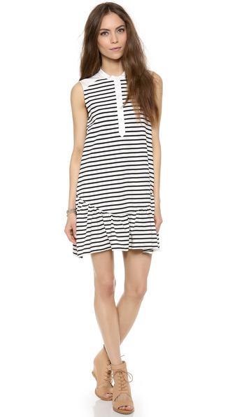 Sea Sleeveless Ruffle Dress - Breton Jersey