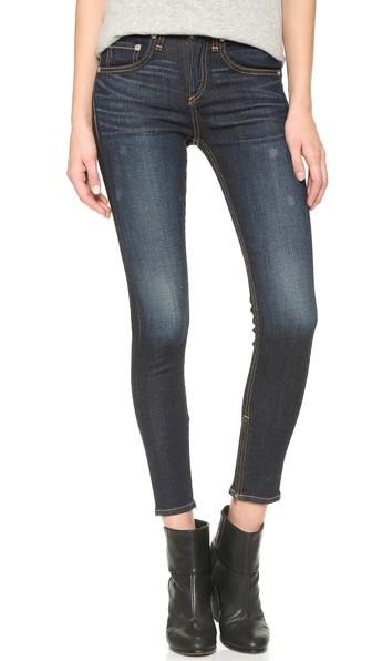 Rag Bone Jean High Rise Skinny Zipper Crop Jeans
