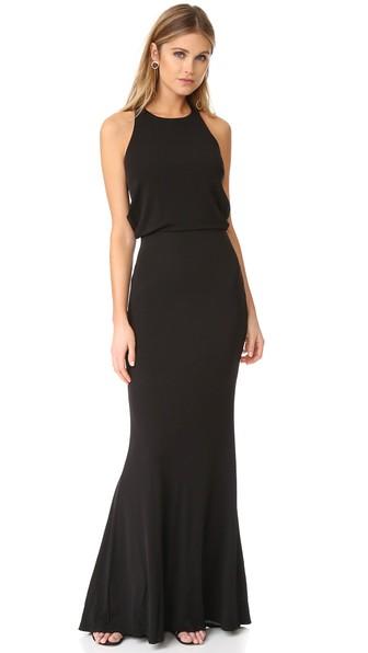 Badgley Mischka Collection Drape Back Jersey Gown