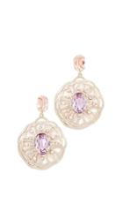 Oscar De La Renta Perforated Crystal Round Earrings