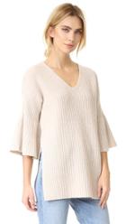 Derek Lam 10 Crosby V Neck Tunic Sweater With Bell Sleeves