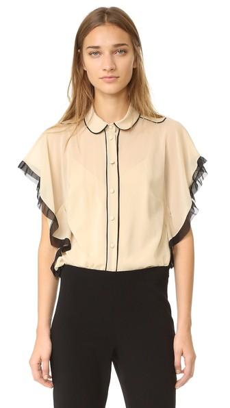 Red Valentino Ruffle Sleeve Blouse