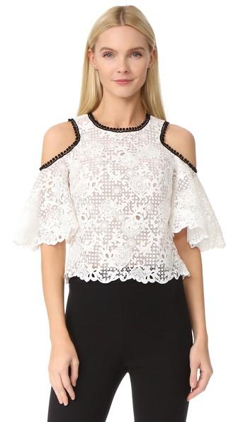 Monique Lhuillier Cutout Shoulder Top