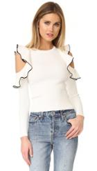 Whistles Tipped Detail Cold Shoulder Top