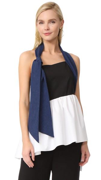Isa Arfen Colorblock Knot Halter Top