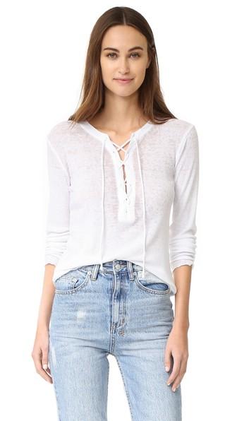 Chaser Vintage Rib Lace Front Long Sleeve
