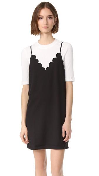 English Factory Basic 2 Fer Dress With Scallop Detail