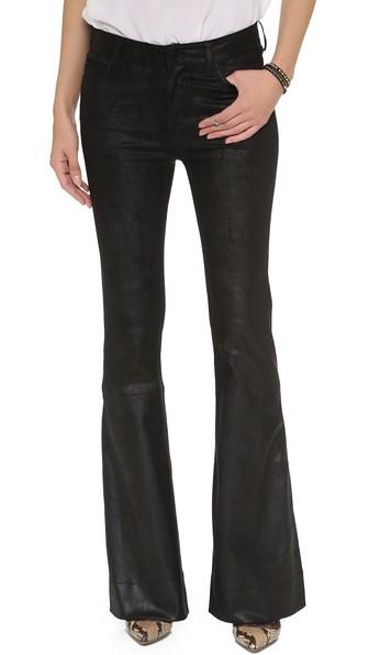 Joe's Jeans Leather Icon Flare Jeans - Black