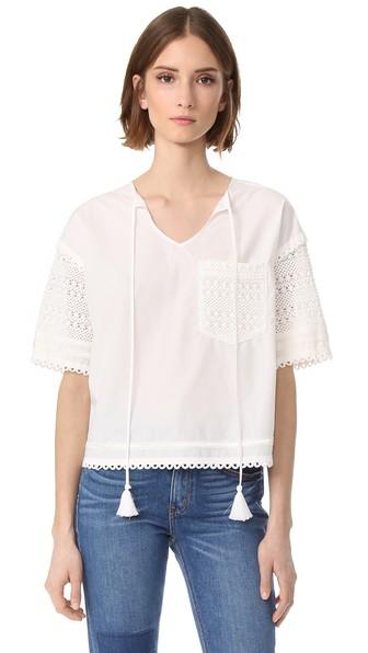 Derek Lam 10 Crosby Crochet Sleeve Top