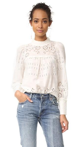 Sea Pleated Mock Neck Blouse
