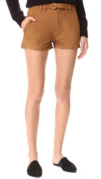 Frame High Rise Suede Shorts