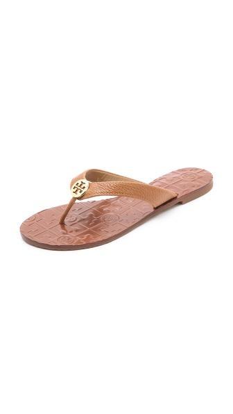 Tory Burch Thora Flat Thong Sandals - Royal Tan/gold