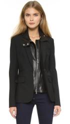 Veronica Beard Classic Jacket With Leather Dickey